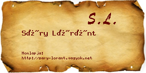 Sáry Lóránt névjegykártya